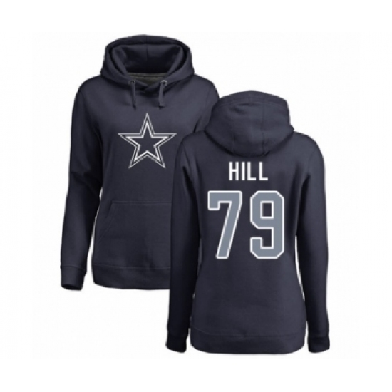 Football Women's Dallas Cowboys #79 Trysten Hill Navy Blue Name & Number Logo Pullover Hoodie - Jersey