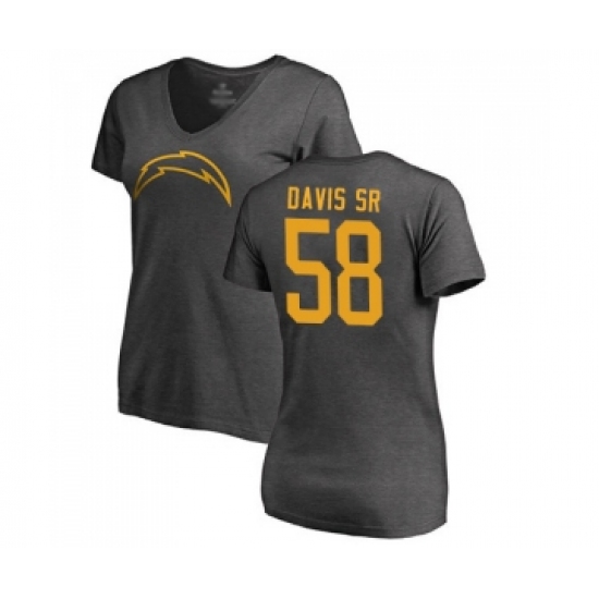 Football Women's Los Angeles Chargers #58 Thomas Davis Sr Ash One Color T-Shirt - Jersey