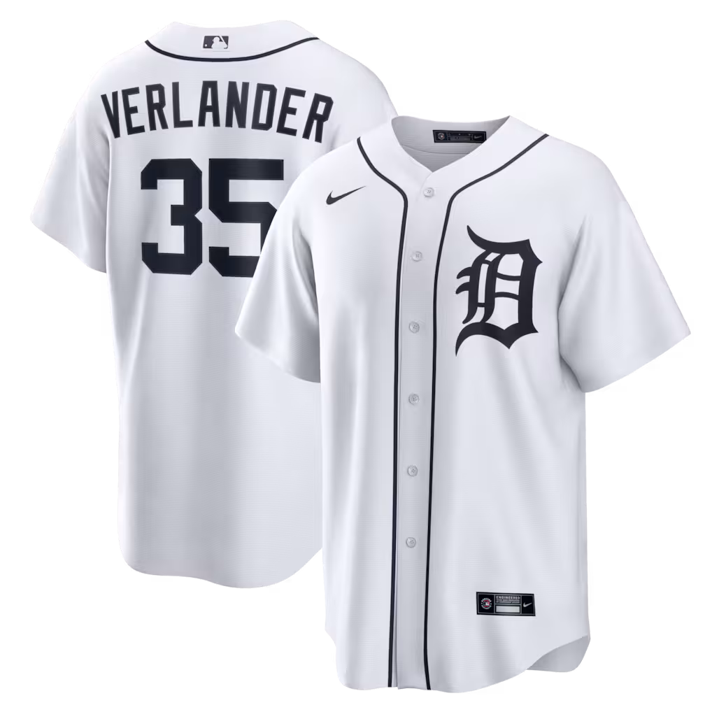 Men's Detroit Tigers Justin Verlander Nike White Home Replica Jersey - Jersey