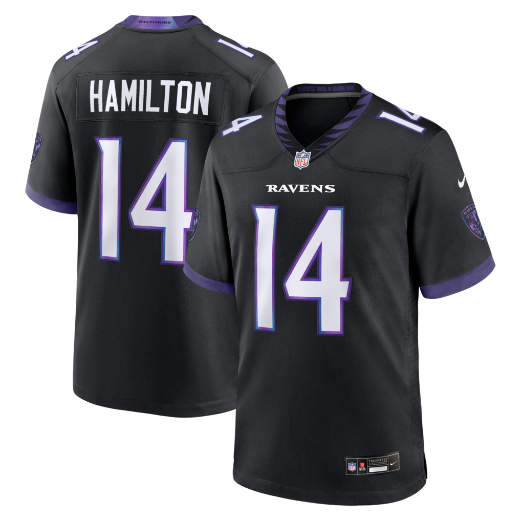 Men's Baltimore Ravens Kyle Hamilton Nike Black Alternate Game Jersey - Jersey