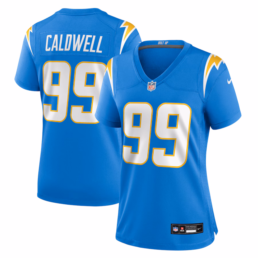 Women's Los Angeles Chargers Jamaree Caldwell Nike Powder Blue Team Game Jersey - Jersey