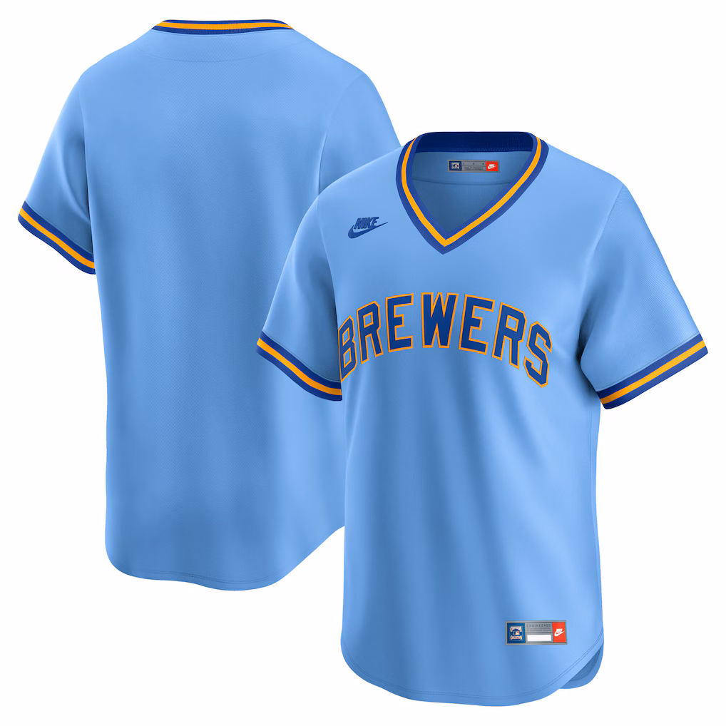 Men's Milwaukee Brewers Nike Light Blue Cooperstown Collection Limited Jersey - Jersey