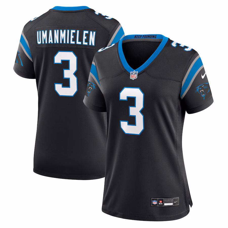 Women's Carolina Panthers Princely Umanmielen Nike Black Team Game Jersey - Jersey