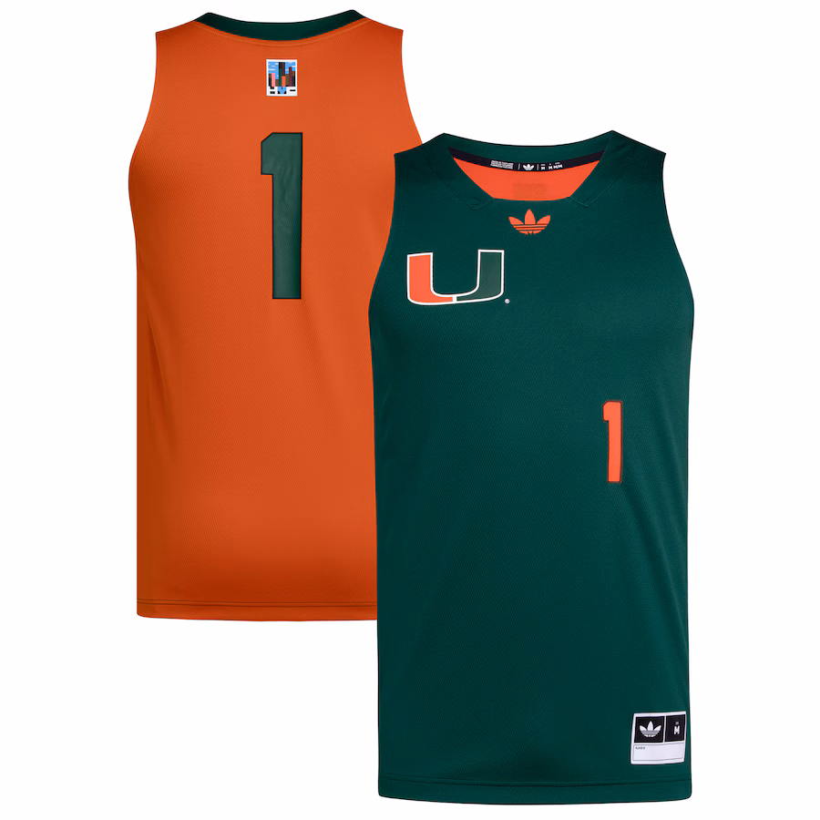 Men's adidas #1 Green/Orange Miami Hurricanes Black History Month Basketball Jersey - Jersey