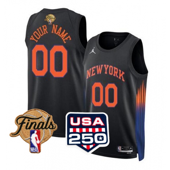 Men's New Yok Knicks Active Player Custom Black 2026 Finals Patch Statement Edition Stitched Basketball Jersey - Jersey