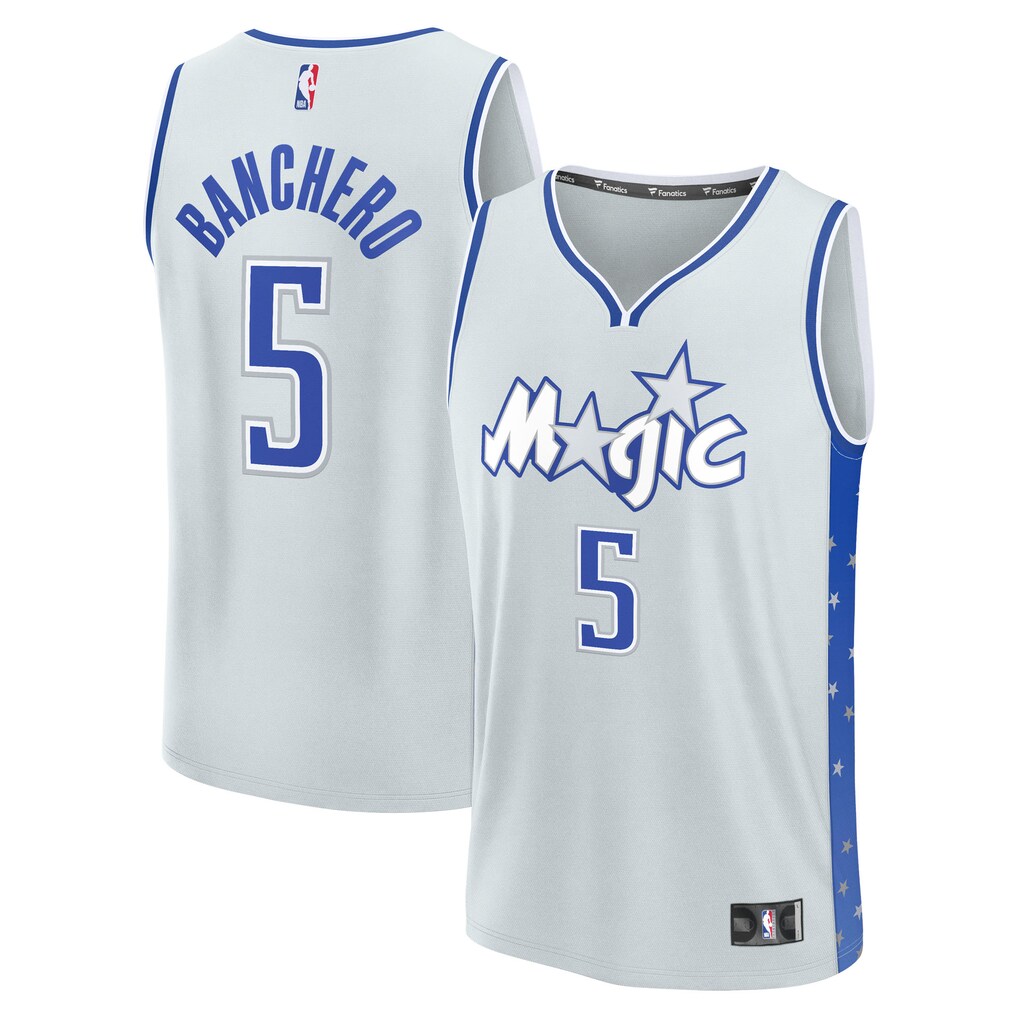Men's Orlando Magic Paolo Banchero Fanatics Silver 2025/26 City Edition Fast Break Jersey - Jersey