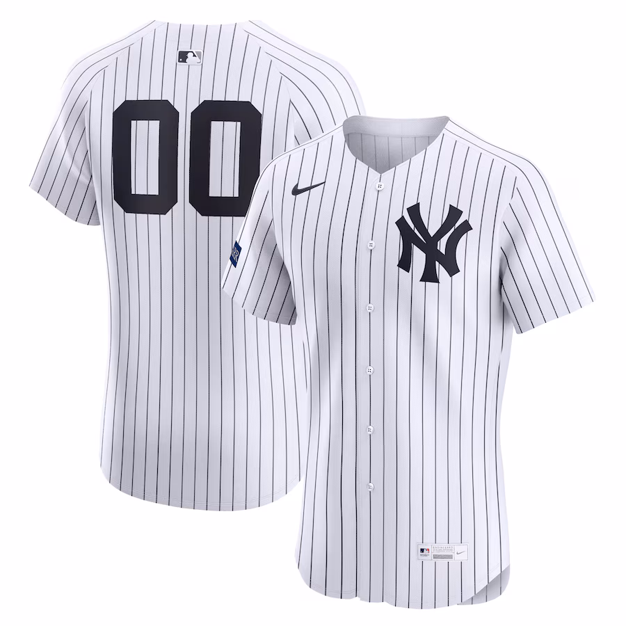Men's New York Yankees Nike White Home Elite Sponsor Patch Pick-A-Player Retired Roster Jersey - Jersey
