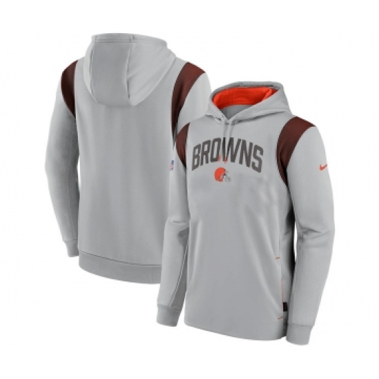 Men's Cleveland Browns Gray Sideline Stack Performance Pullover Hoodie - Jersey