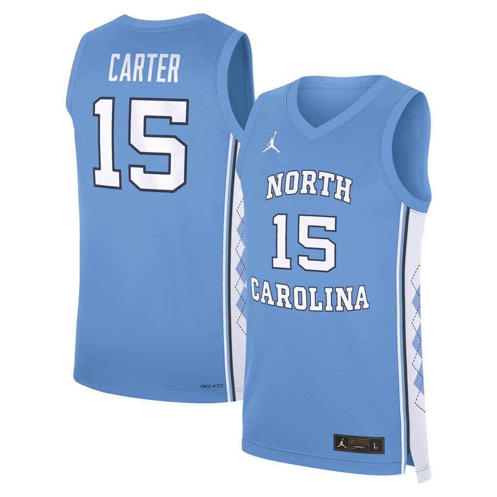 Men's Jordan Brand Vince Carter Carolina Blue North Carolina Tar Heels Road Replica Basketball Jersey - Jersey