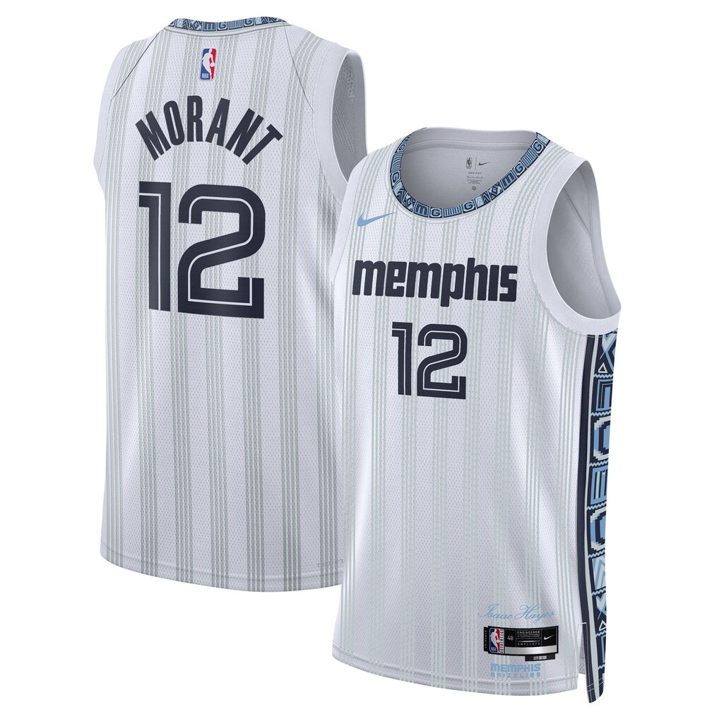 Unisex Memphis Grizzlies Ja Morant Nike White 2025/26 Swingman Jersey - City Edition - Jersey