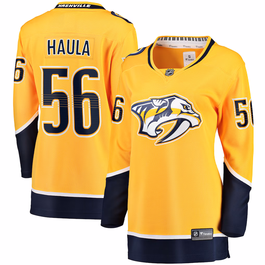 Women's Nashville Predators Erik Haula Fanatics Gold Home Breakaway Player Jersey - Jersey