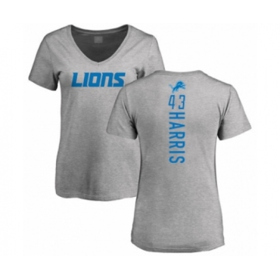 Football Women's Detroit Lions #43 Will Harris Ash Backer T-Shirt - Jersey