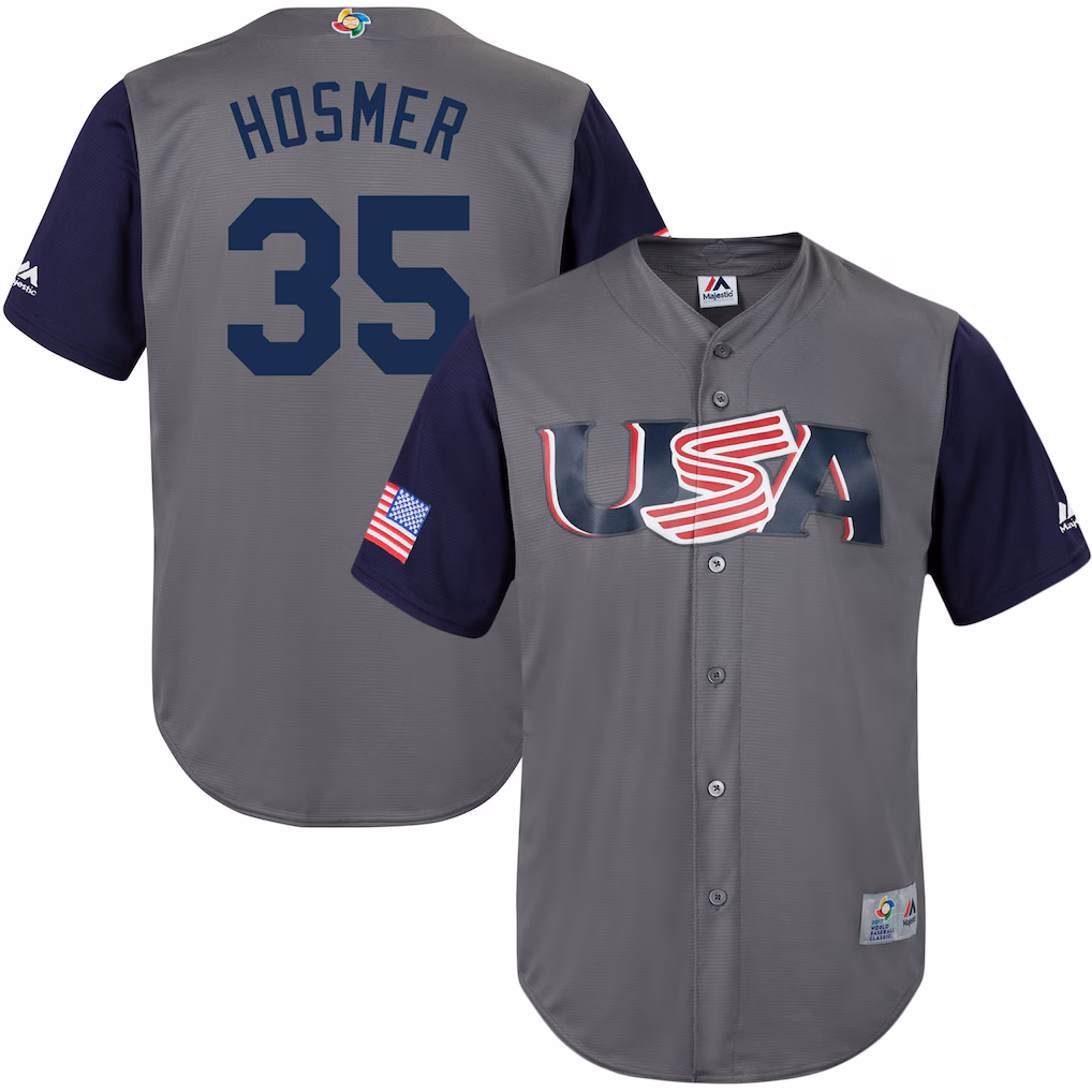 Men's USA Baseball Eric Hosmer Majestic Gray 2017 World Baseball Classic Replica Jersey - Jersey