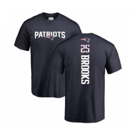 Football New England Patriots #25 Terrence Brooks Navy Blue Backer T-Shirt - Jersey