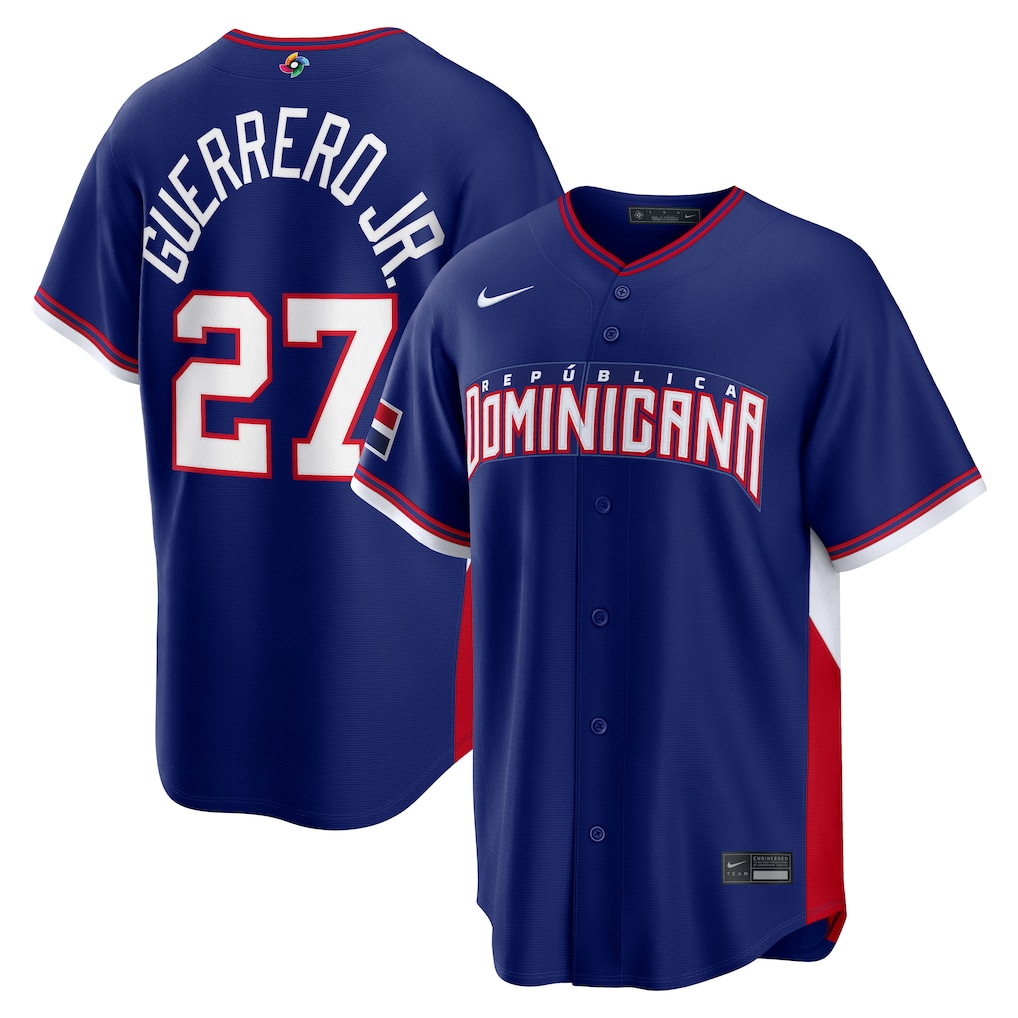 Men's Dominican Republic Baseball Vladimir Guerrero Jr. Nike Royal 2026 World Baseball Classic Road Stadium Jersey - Jersey