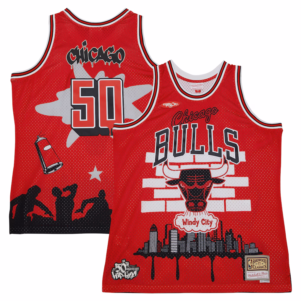 Men's Chicago Bulls Mitchell & Ness x Tats Cru Red Hardwood Classics Fashion Jersey - Jersey