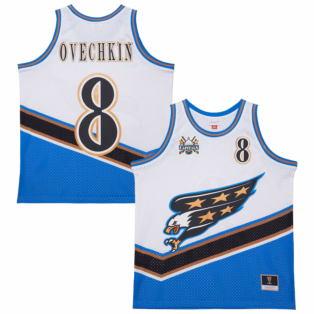 Unisex Washington Capitals Alexander Ovechkin Mitchell & Ness White Maxxed Out Fashion Basketball Jersey - Jersey