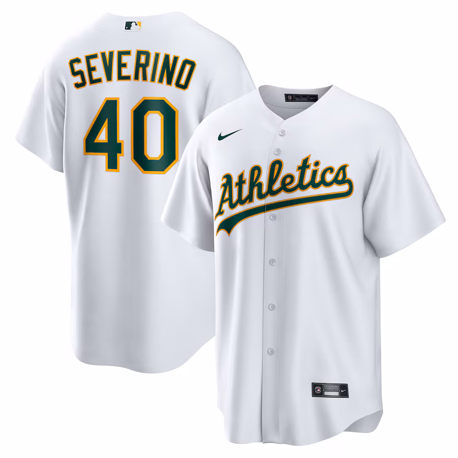 Men's Athletics Luis Severino Nike White Home Replica Jersey - Jersey