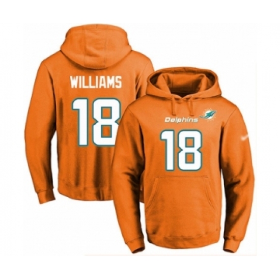 Football Men's Miami Dolphins #18 Preston Williams Orange Name & Number Pullover Hoodie - Jersey