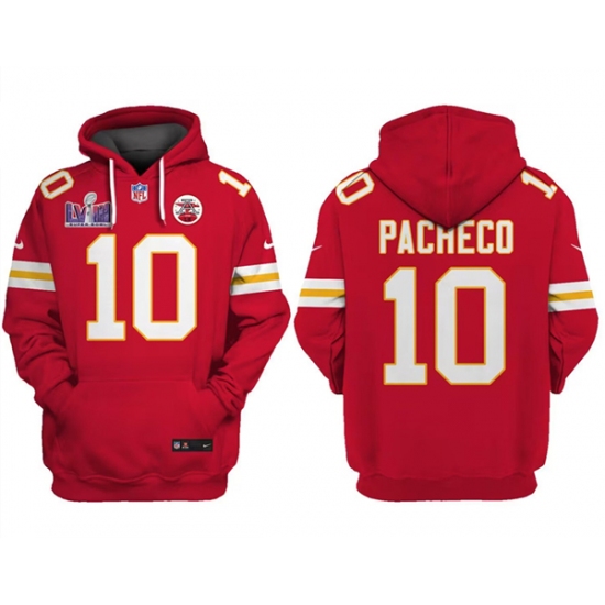 Men's Kansas City Chiefs #10 Isiah Pacheco Red Super Bowl LVIII Patch Limited Edition Hoodie - Jersey