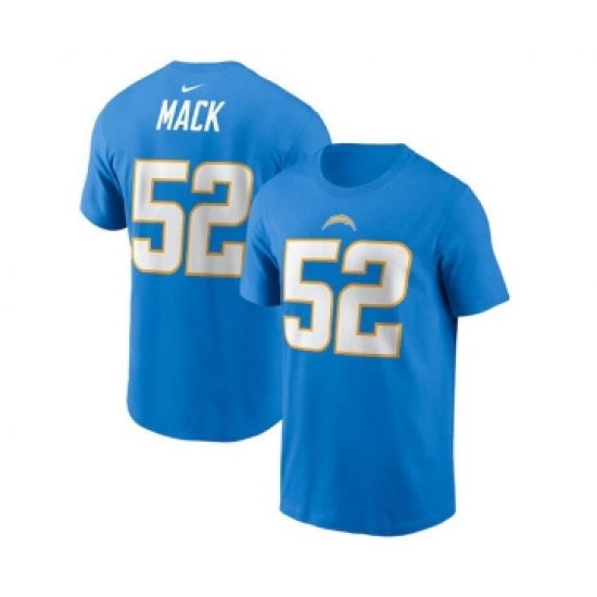 Men's Los Angeles Chargers #52 Khalil Mack 2022 Blue Name & Number T-Shirt - Jersey