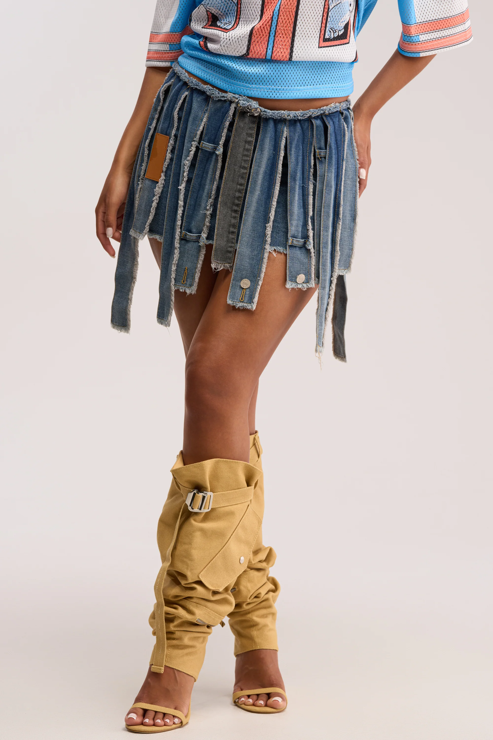STRIPPED DENIM SKIRT - Akira Wear