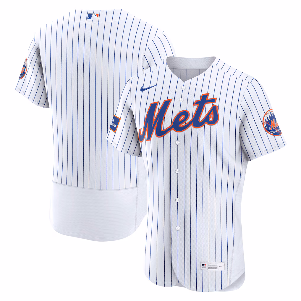 Men's New York Mets Nike White Home Sponsor Patch Authentic Jersey - Jersey