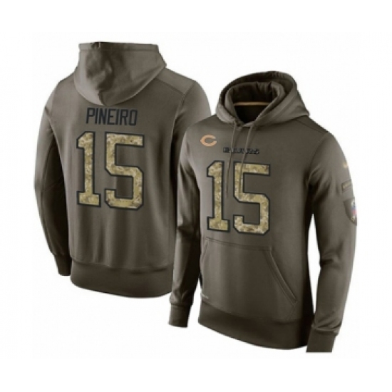 Football Men's Chicago Bears #15 Eddy Pineiro Green Salute To Service Men's Pullover Hoodie - Jersey