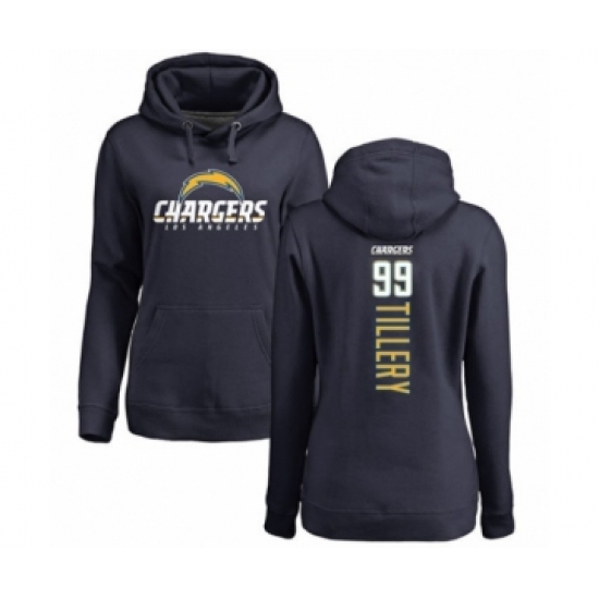 Football Women's Los Angeles Chargers #99 Jerry Tillery Navy Blue Backer Pullover Hoodie - Jersey