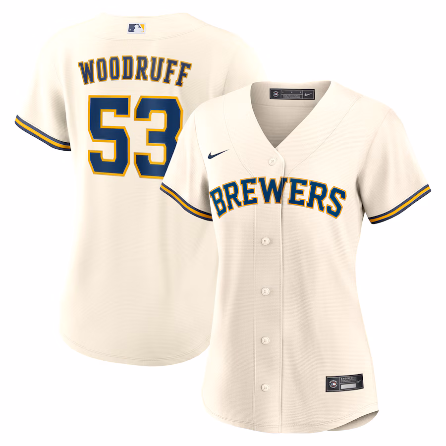 Women's Milwaukee Brewers Brandon Woodruff Nike White Home Replica Jersey - Jersey