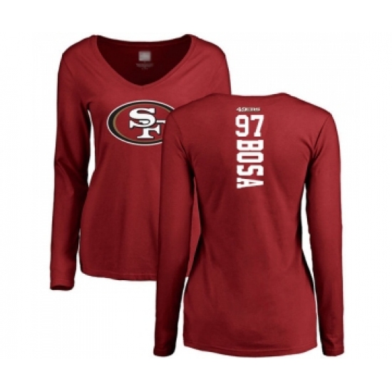 Football Women's San Francisco 49ers #97 Nick Bosa Red Backer Long Sleeve T-Shirt - Jersey