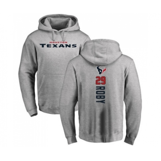 Football Houston Texans #29 Bradley Roby Ash Backer Pullover Hoodie - Jersey
