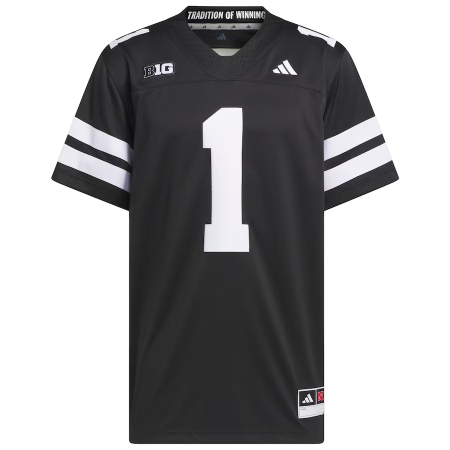 Men's adidas #1 Black Nebraska Huskers Alternate Premier Jersey - Jersey