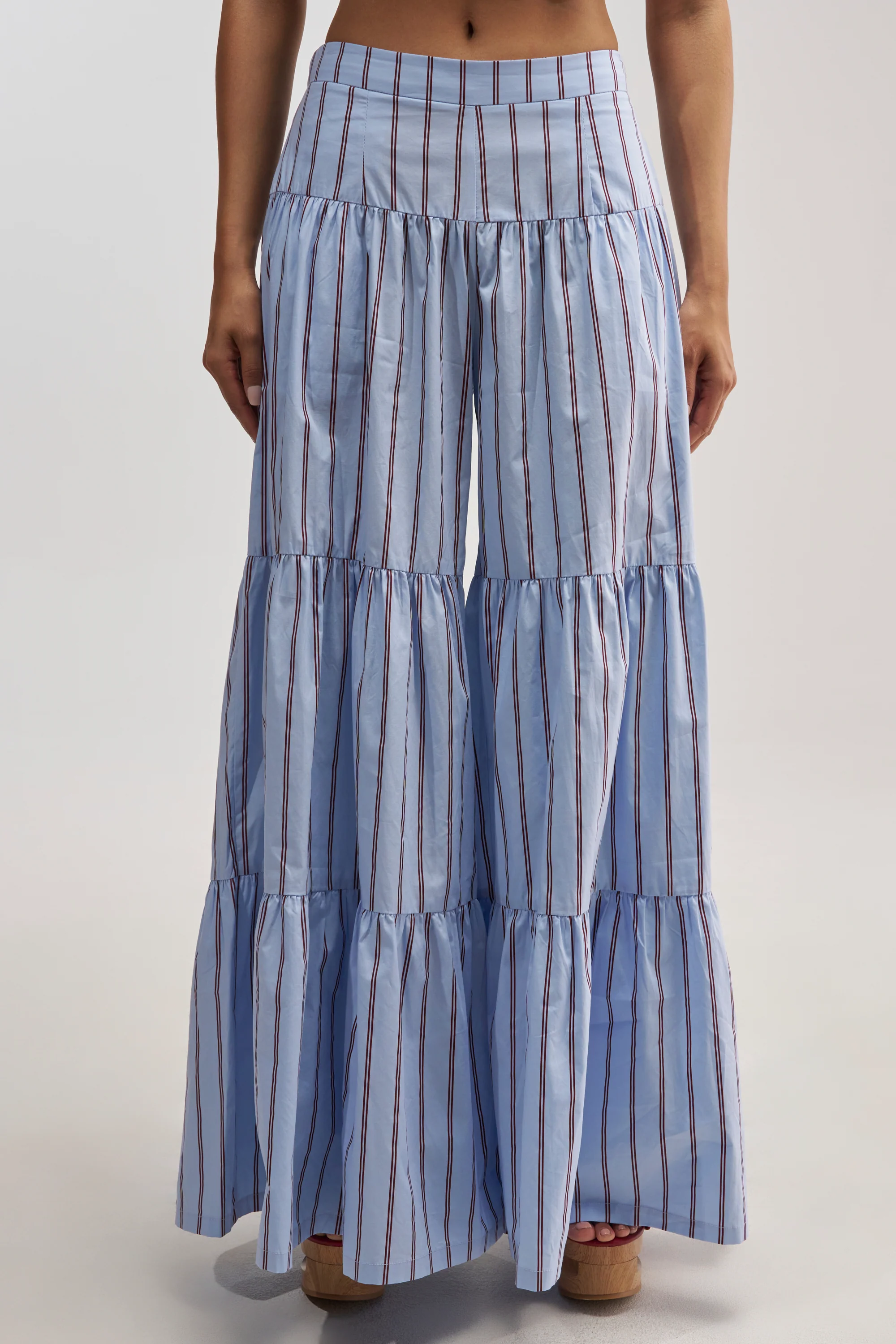 BUSINESS ONLY STRIPE PALAZZO PANT IN LIGHT BLUE - Akira Wear