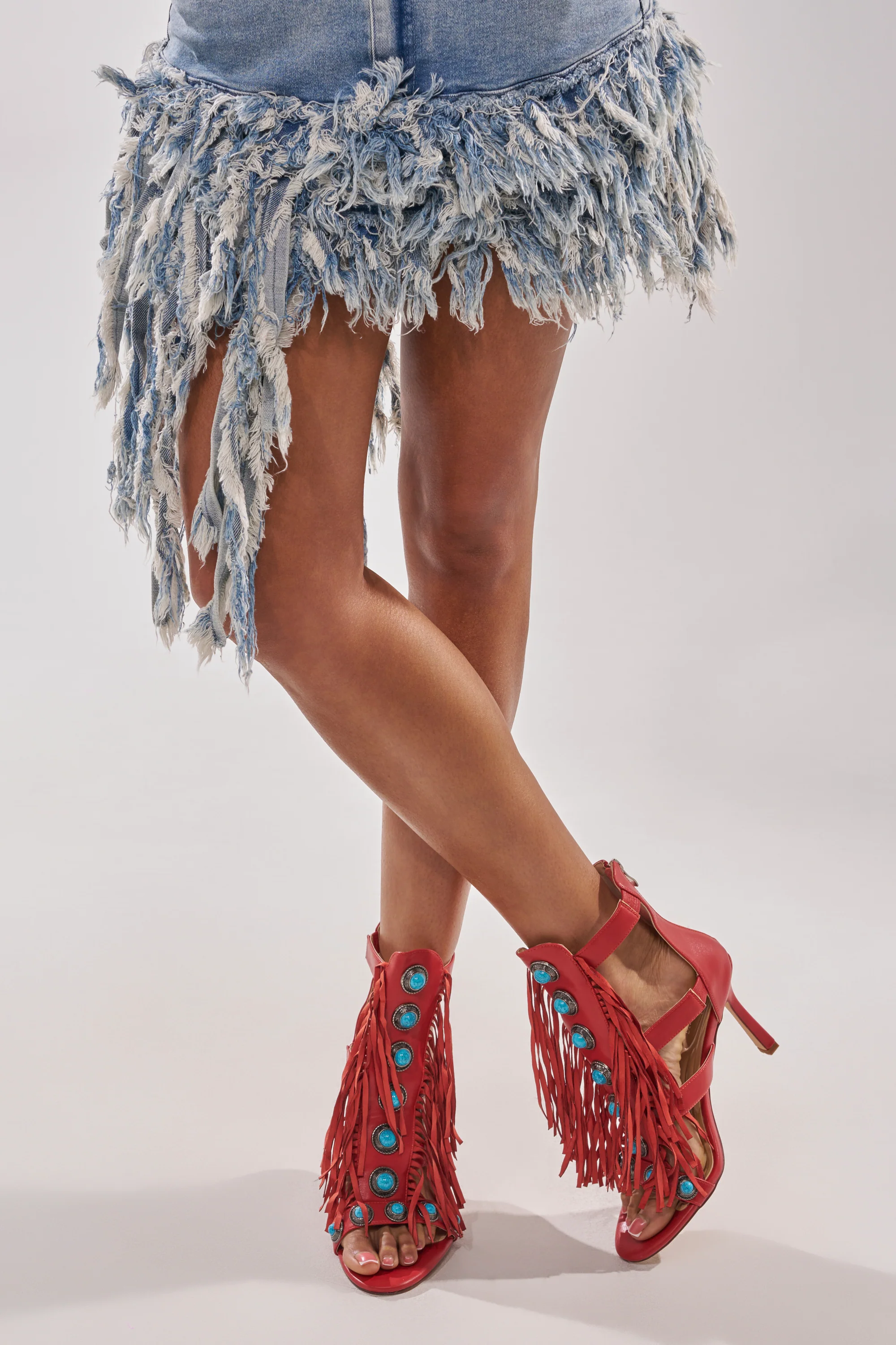 AZALEA WANG SUMAC RED FRINGE WESTERN STILETTO SANDAL - Akira Wear