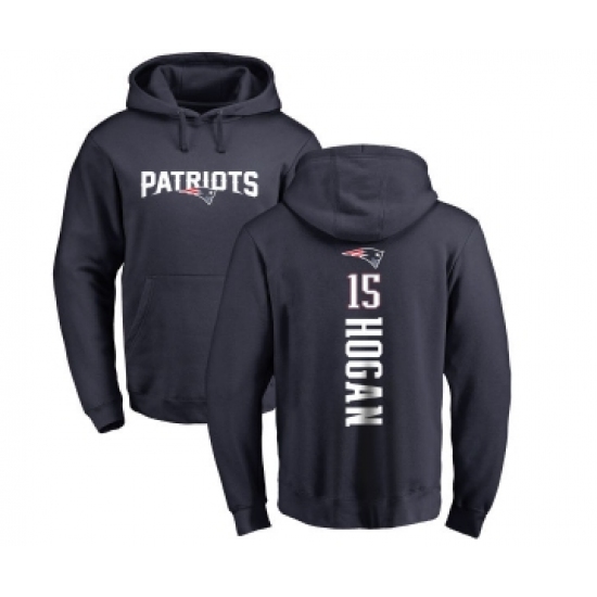 Football New England Patriots #15 Chris Hogan Navy Blue Backer Pullover Hoodie - Jersey