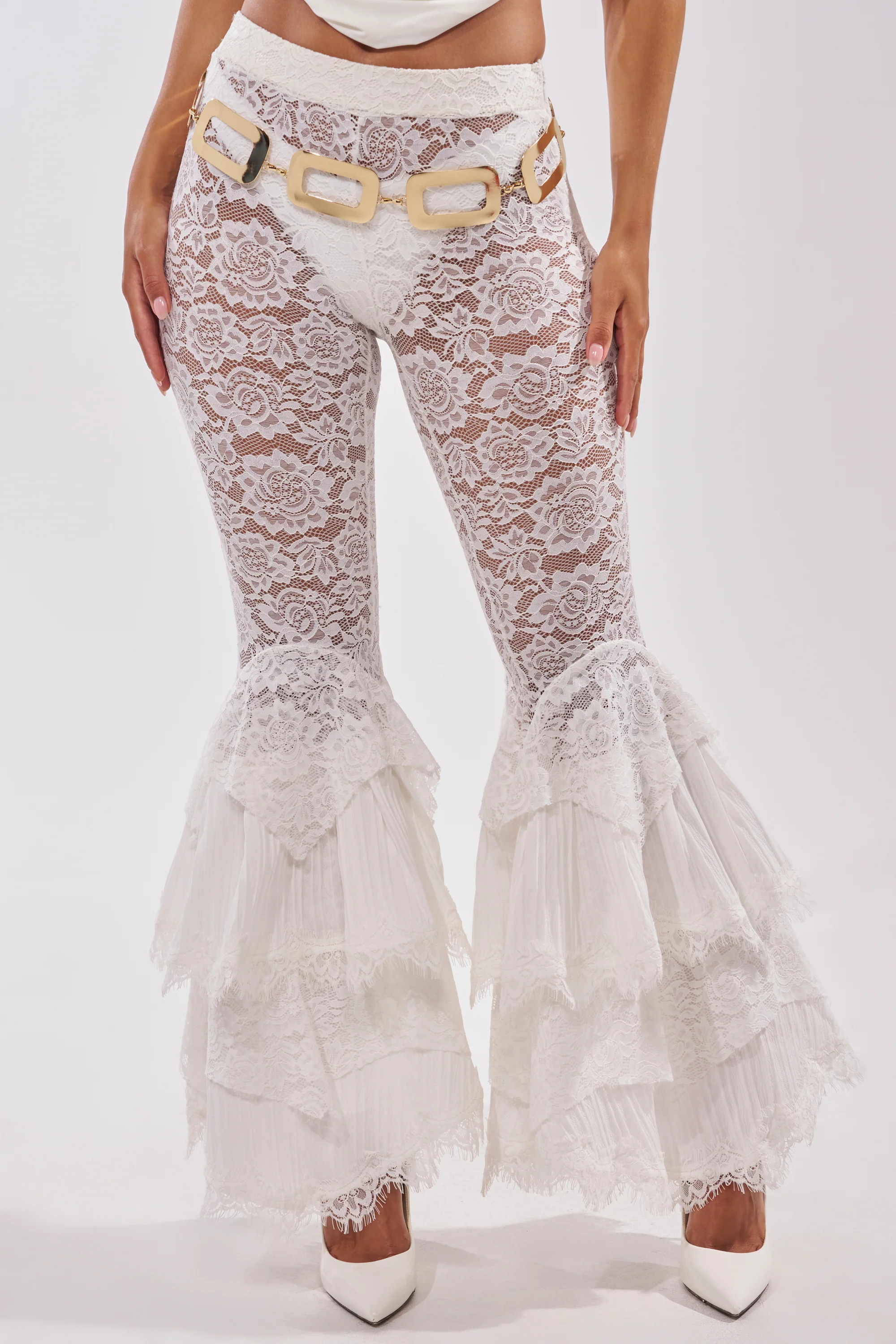 COACHELLA LACE RUFFLE PANTS - Akira Wear
