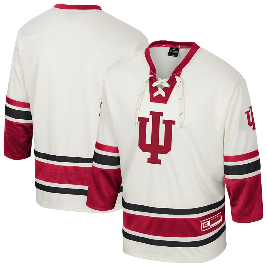 Men's Colosseum Cream Indiana Hoosiers Puck Proud Fashion Hockey Jersey - Jersey