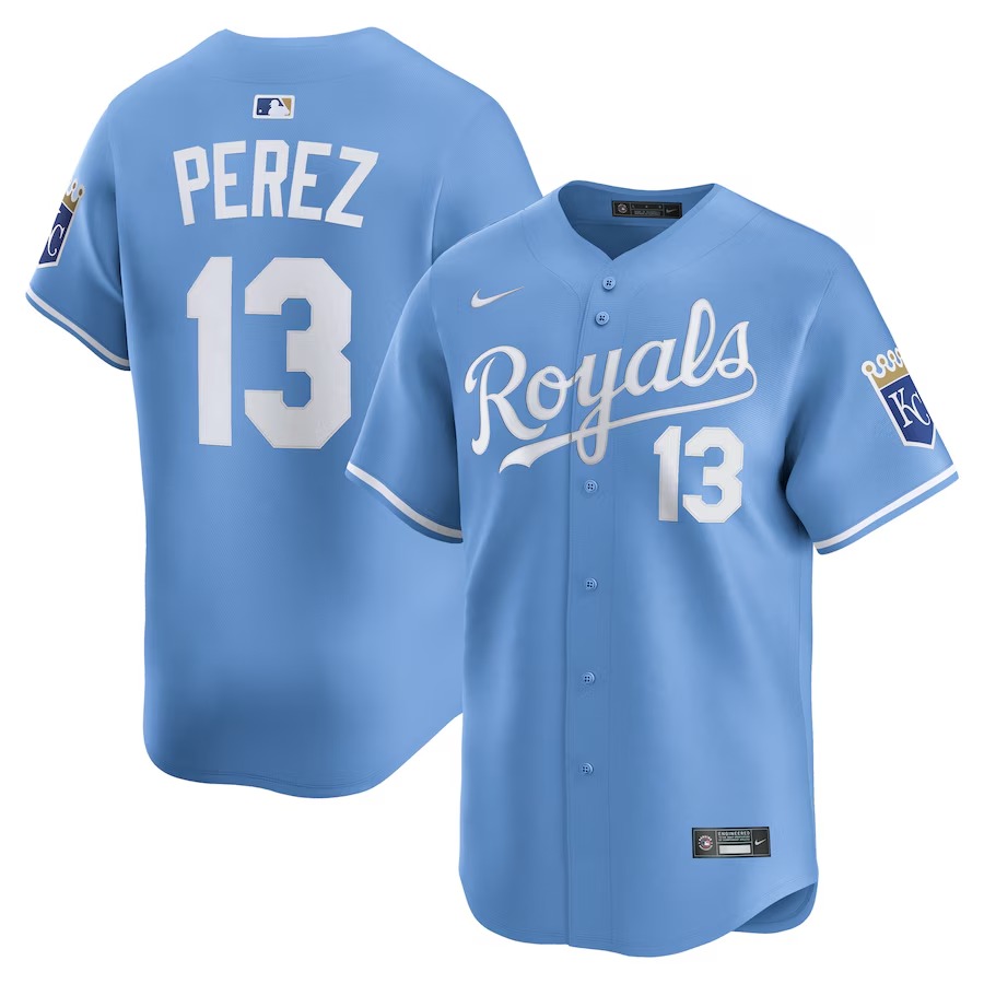 Men's Kansas City Royals Salvador Perez Nike Light Blue Alternate Limited Player Jersey - Jersey