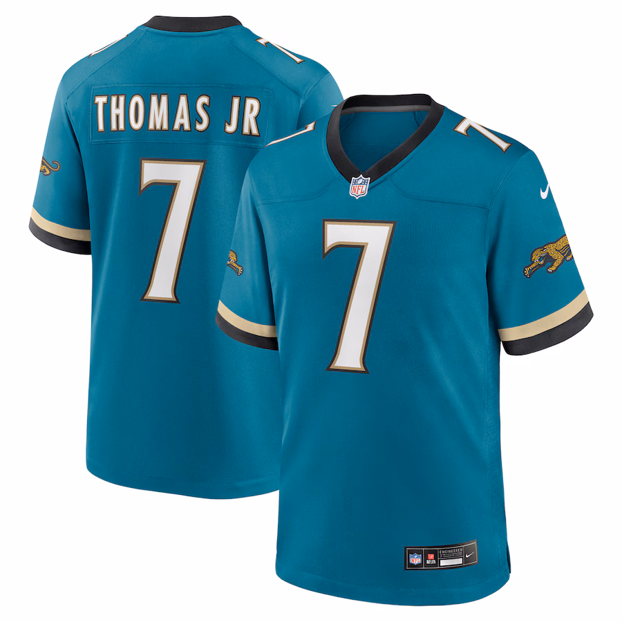 Men's Jacksonville Jaguars Brian Thomas Jr. Nike Teal Alternate Game Jersey - Jersey