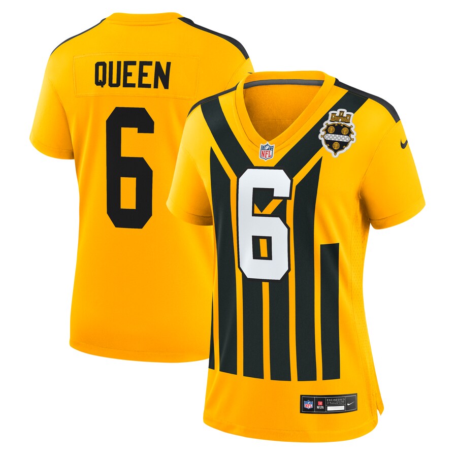 Women's Pittsburgh Steelers Patrick Queen Nike Gold Alternate 1933 Throwback Game Jersey - Jersey