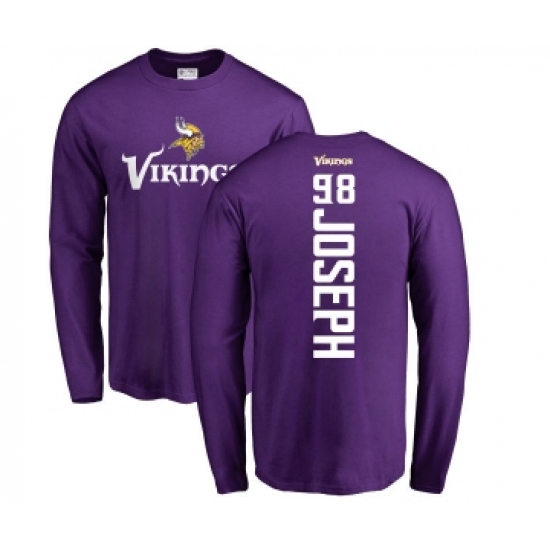 Football Minnesota Vikings #98 Linval Joseph Purple Backer Long Sleeve T-Shirt - Jersey