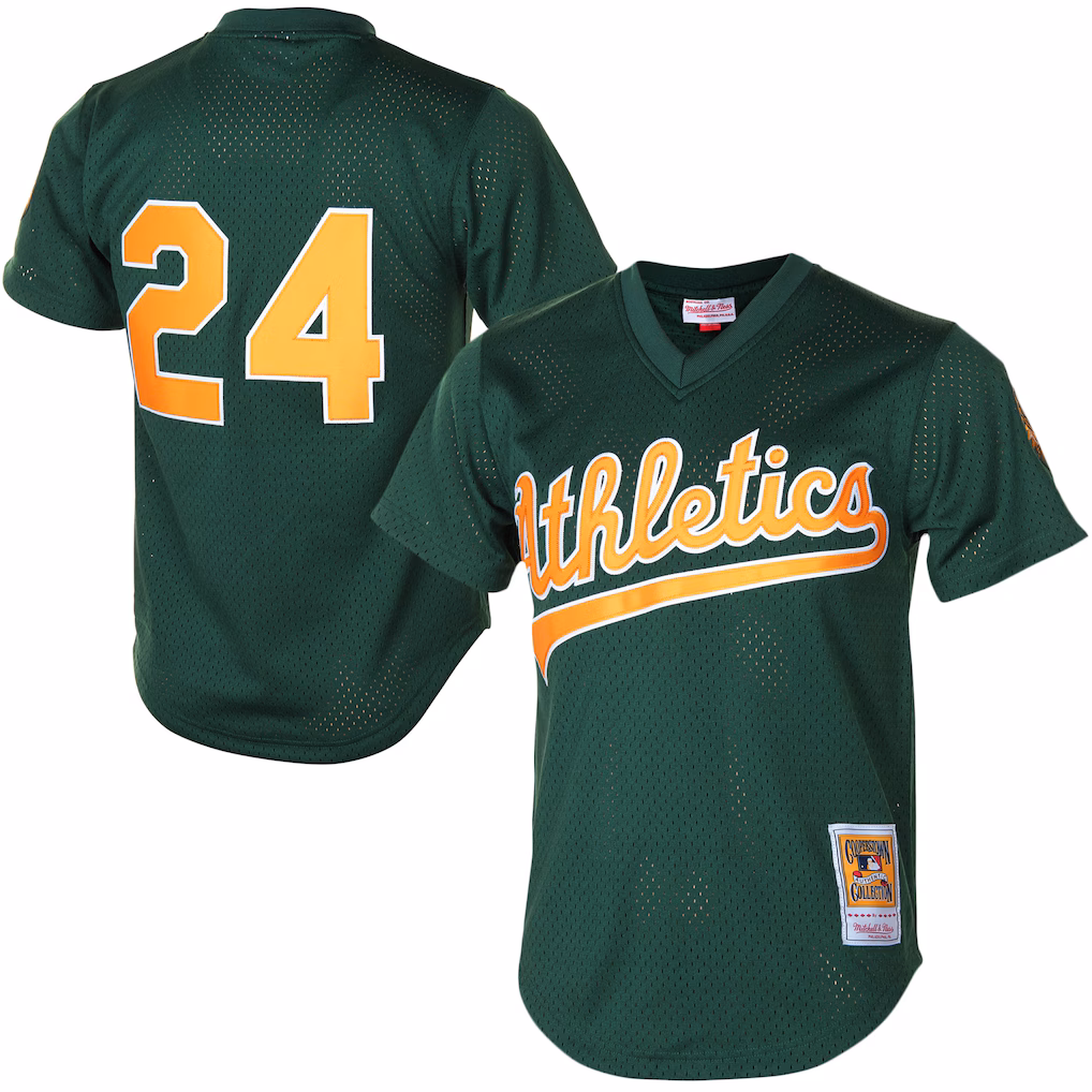 Men's Athletics Rickey Henderson Mitchell & Ness Green Authentic Batting Practice Jersey - Jersey