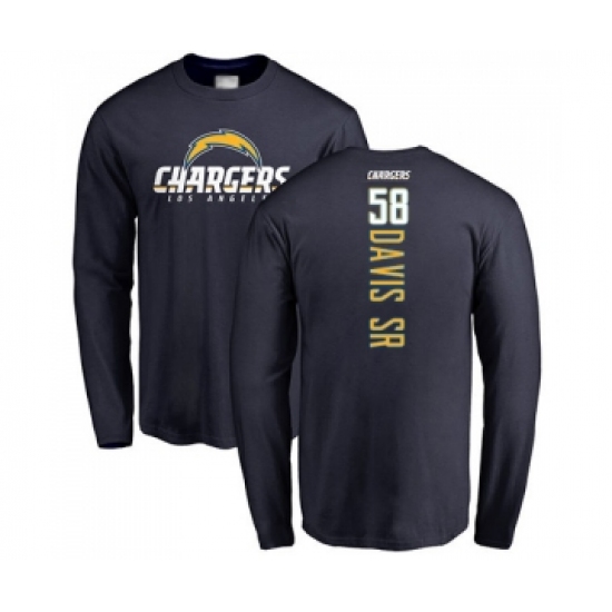Football Los Angeles Chargers #58 Thomas Davis Sr Navy Blue Backer Long Sleeve T-Shirt - Jersey