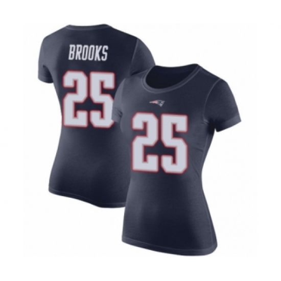 Football Women's New England Patriots #25 Terrence Brooks Navy Blue Rush Pride Name & Number T-Shirt - Jersey