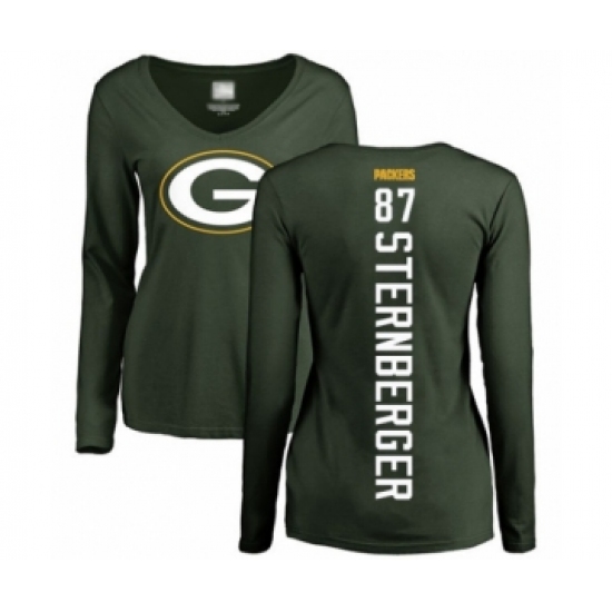 Football Women's Green Bay Packers #87 Jace Sternberger Green Backer Long Sleeve T-Shirt - Jersey