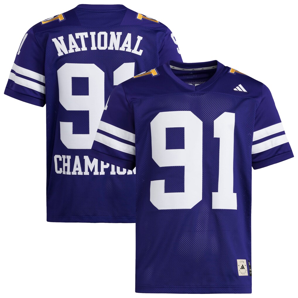 Men's adidas Purple Washington Huskies 1991 National Championship Anniversary Icon Football Jersey - Jersey