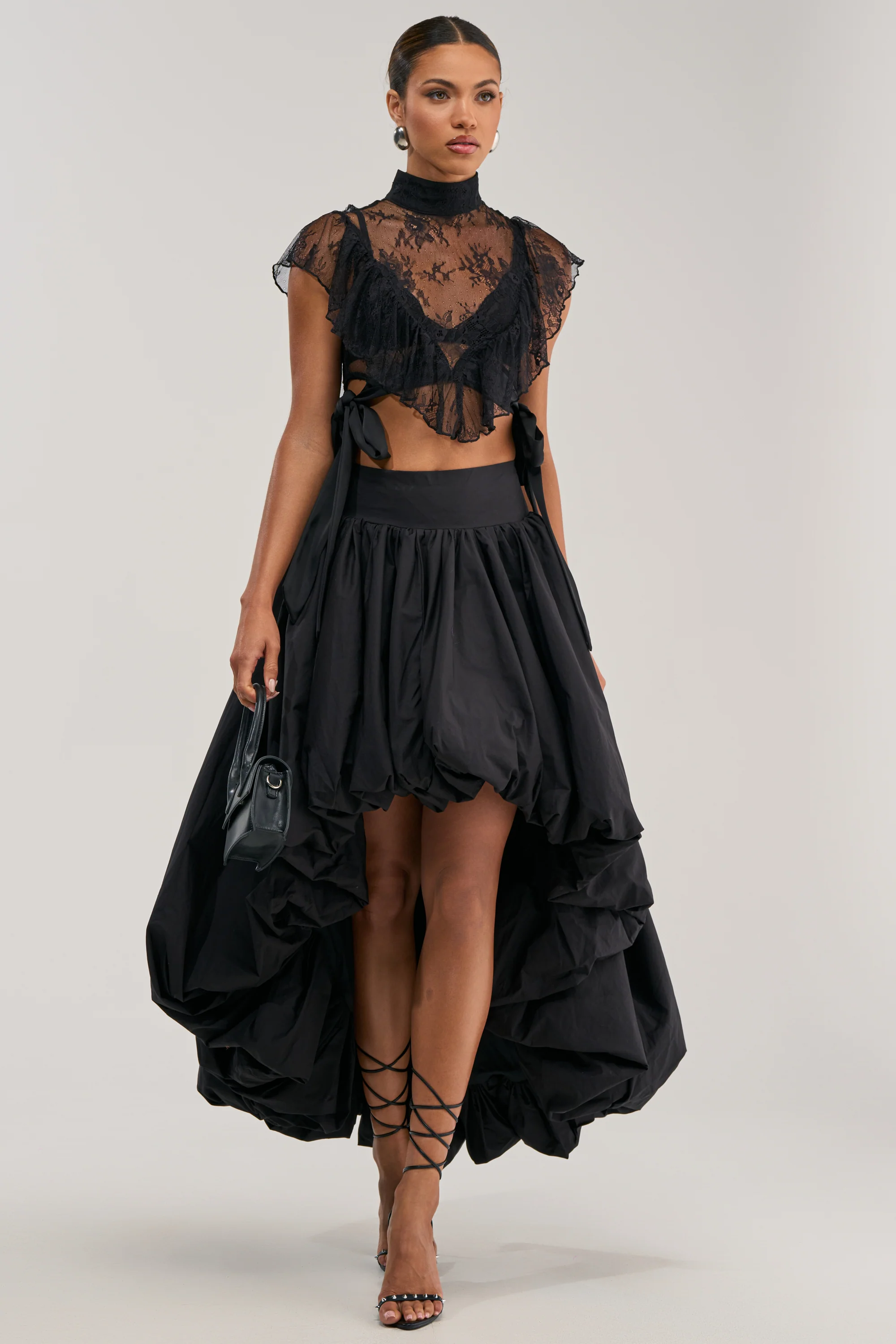 THE BIGGER THE BETTER HIGH LOW MAXI SKIRT IN BLACK - Akira Wear