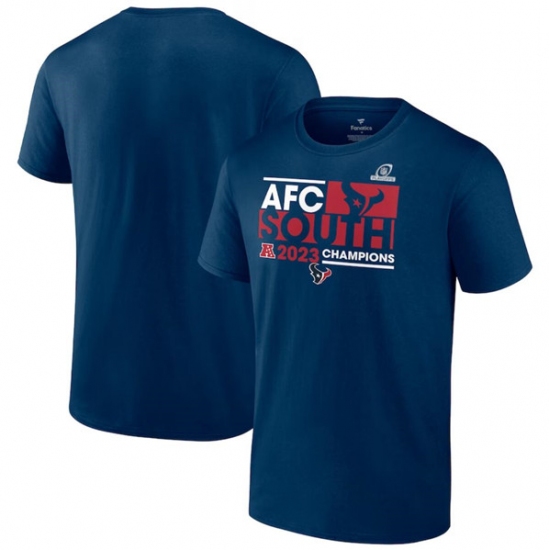 Men's Houston Texans Navy 2023 AFC South Division Champions Conquer T-Shirt - Jersey