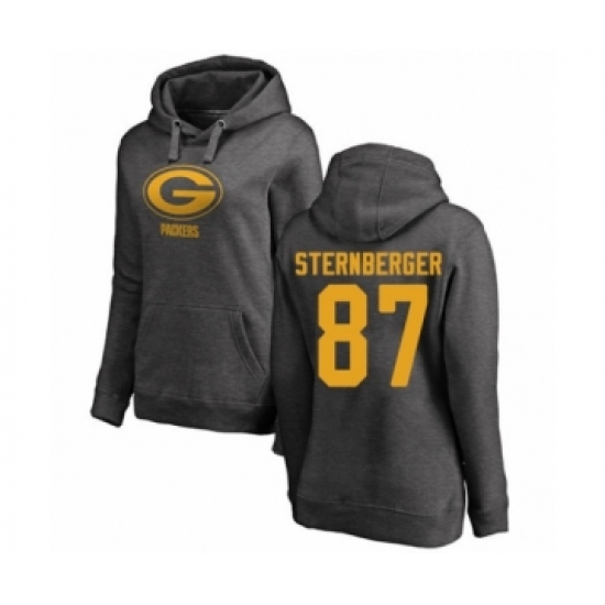 Football Women's Green Bay Packers #87 Jace Sternberger Ash One Color Pullover Hoodie - Jersey
